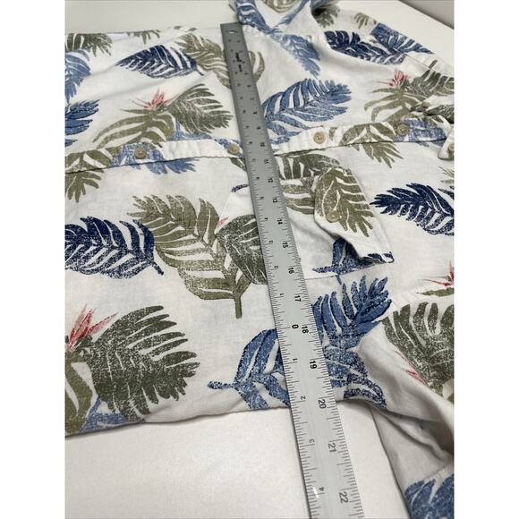 Old Navy Slim Fit Button Shirt Tropical Hawaiian Linen Blend Shirt Men's Sz‎ S - Picture 9 of 11